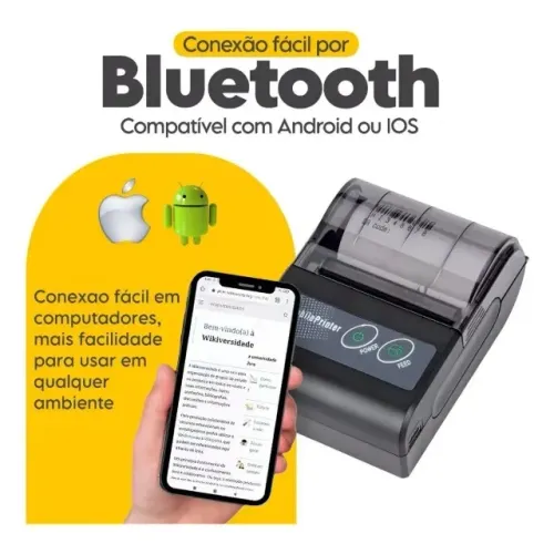 Mini Impressora Térmica Portátil Bluetooth