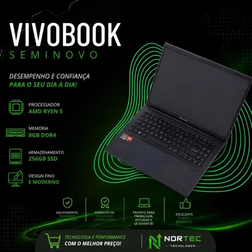 Notebook ASUS Vivobook Seminovo - Desempenho e Confiança para o seu dia a dia!