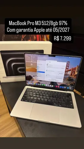 MacBook Pro M3 512/8gb 97% com garantia apple 