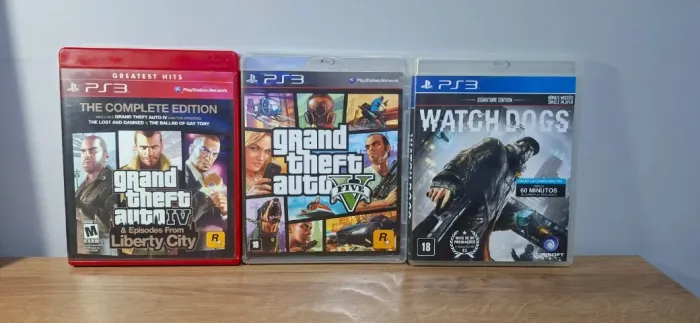 GTA 5 + GTA 4 (Com DLCs) + Watch Dogs PS3 Originais