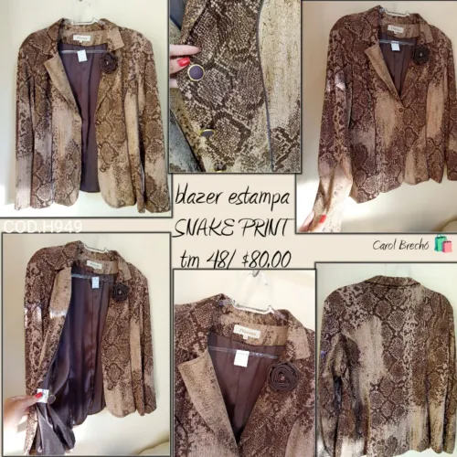 Blazer feminino estampa snake print