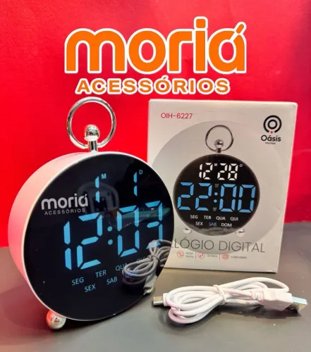 Relógio de Mesa com Alarme e Visor Digital Led 