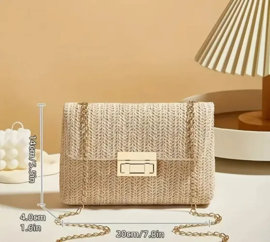 Bolsa de Ombro em Palha Bege