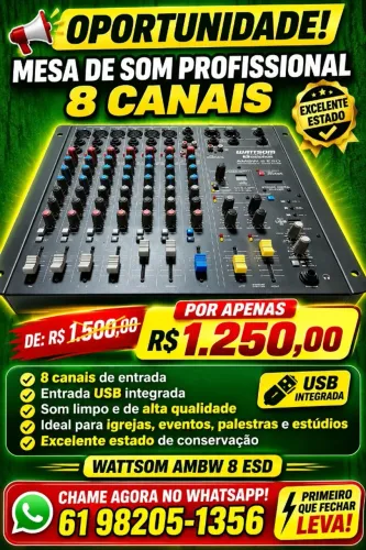 Mesa de som 8 canais