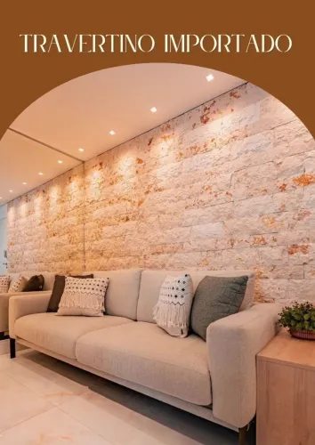 Pedra Decorativa Travertino Importado - Paredes e Ambientes Internos