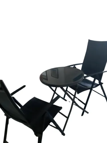 CONJUNTO Mesa de Jardim/Varanda redonda dobrável 2 Lugares COM 2 (duas) cadeiras!
