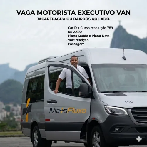 Morador de Jacarepaguá ou Bairro próximo- Vaga Motorista Executivo CNH D - Van