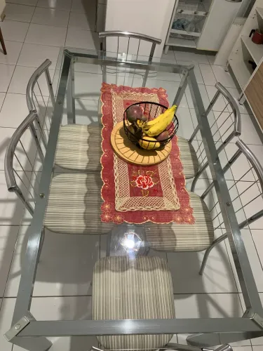 Mesa 6 cadeiras cromada Carraro