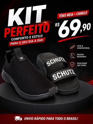 Tênis esportivo feminino meia mais chinelo top