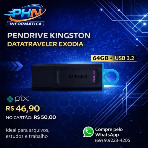PENDRIVE KINGSTON DATATRAVELER EXODIA 64GB - USB 3.2