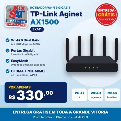 Roteador Wi-Fi 6 TP-Link Aginet EX141 AX1500