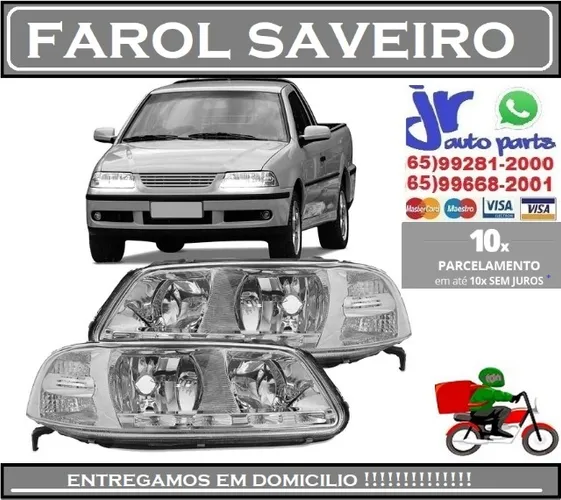 Par Farol Saveiro G3 1999 2000 2001 2002 2003 2004 2005 Máscara Cromada Foco Duplo