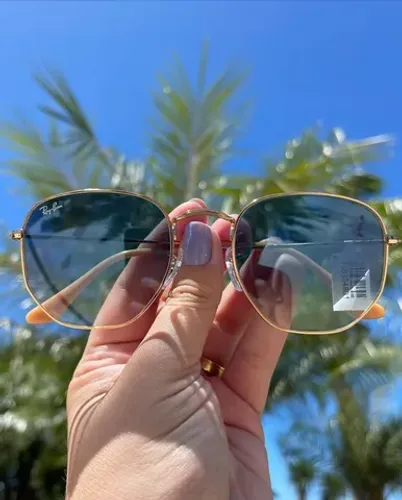 Rayban hexagonal dourado azul degrade original!