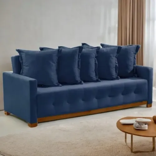 Sofá Cama Feeling 2,05 m Veludo Azul - INNOVE