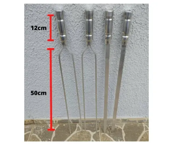 Kit 04 Espetos em Alumínio 50cm 60cm 70cm 80cm