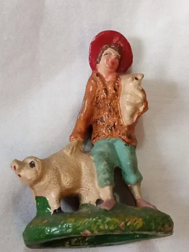 Escultura de Pastor com Porco