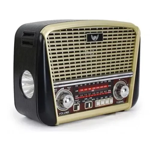 Rádio Retro Vintage AM FM Portátil com Lanterninha