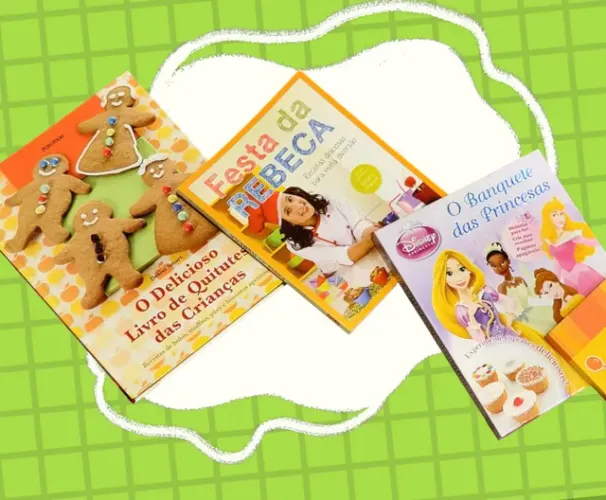Kit 3 livros de culinária infantil.