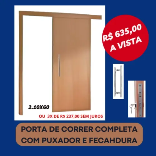 Porta de correr modelo premium 2.10x60 cod52 - consulte frete
