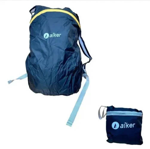 Mochila dobrável à prova d'água Aiker para viagens, caminhadas e uso diário - Azul