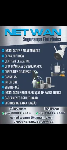 Instalação de câmeras,portão eletrônico,cerca elétrica, controle de aceso e rede logica