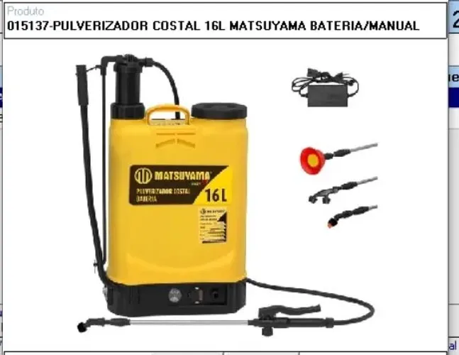 PULVERIZADOR COSTAL 16L MATSUYAMA BATARIA/MANUAL