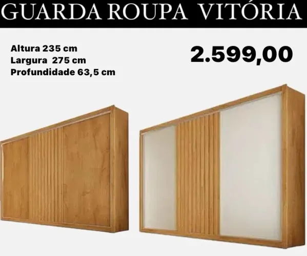 Guarda-Roupa Vitrine 3 Portas ripado luxo ENTREGA HOJE !!!