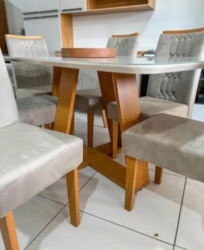 Mesa de Jantar 6 Cadeiras com Tampo de Vidro 1,60m  (Novo) Entrega Grátis! 