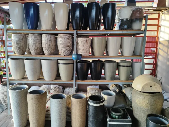 Vasos de planta de diversos modelos e tamanhos