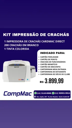 Impressora de Crachás de Funcionários Cartões de Ponto com Garantia de 5 anos Nota Fiscal