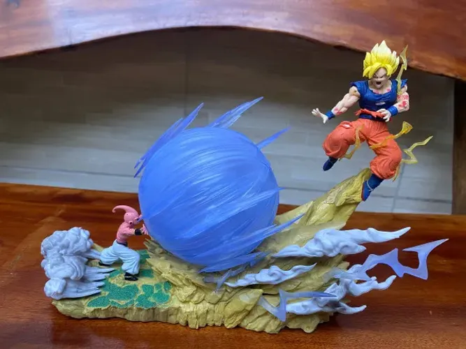 Action Figure Dragon Ball - Goku Vs Majin Boo Com Led 22cm