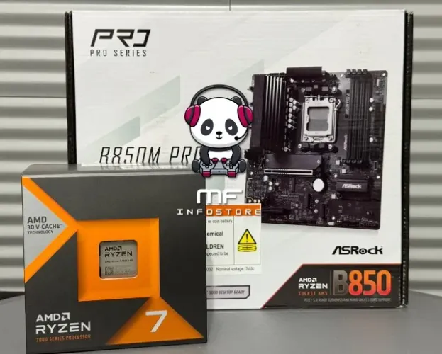 Kit AM5 B850 Pro-A ASRock + Ryzen 7 7800X3D - NOVOS
