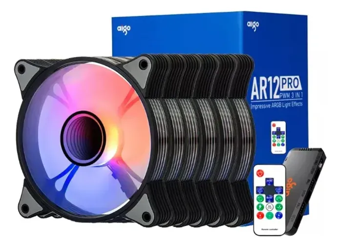 Cooler Fan Gamer Aigo Ar12 Pro 120mm 5x Fans + Controladora