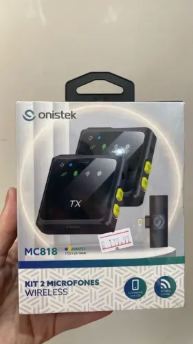 Microfone Duplo Sem Fio Onistek Mc818 Ios Lightning Wireless -Iphone- Ios - Loja Coimbra