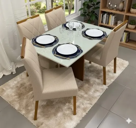 Mesa de jantar com 4 cadeiras de madeira maciça (alta qualidade)