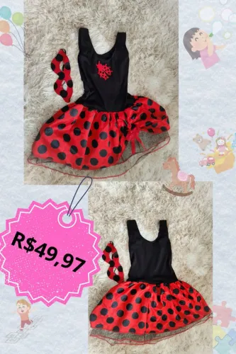 Fantasia Infantil Ladybug - Pronta Entrega!