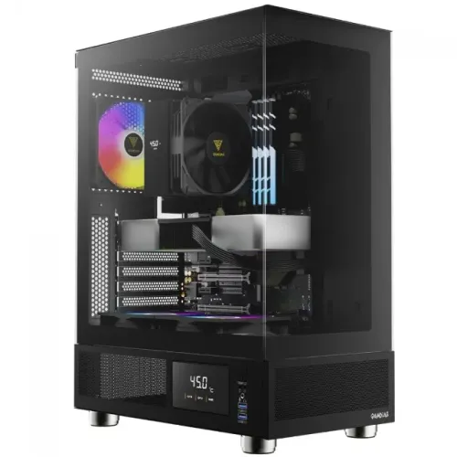 Gabinete Gamer Gamdias Atlas E1 Black Com Display Digital *Com 3 Fans ARGB* - WZetta