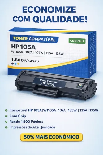 Toner Compatível para HP 105A W1105A | 107A 107W 135A 135W Com Chip - 1.5k