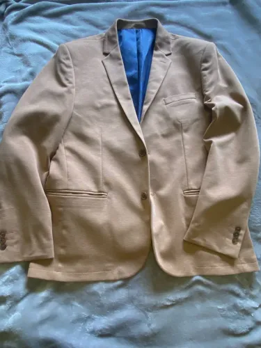 Blazer masculino marrom com forro azul