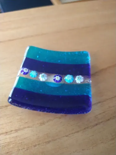 Pratinho decoração azul e branco murano