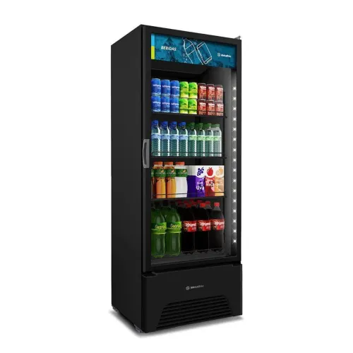 Geladeira Expositor Vertical Metalfrio Optima 572 Litros - 1 Porta Preto 220V Bar Adega