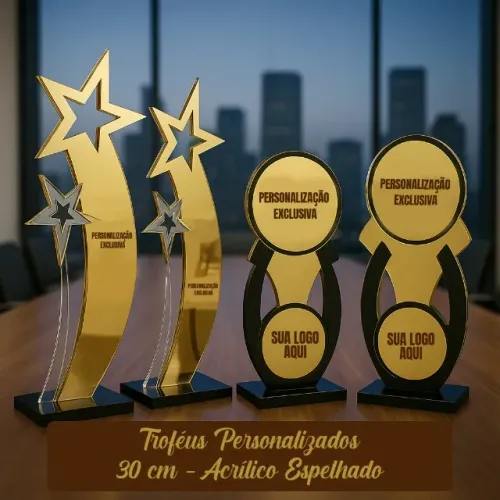 Kit com 4 Troféus Exclusivos: Celebrando a Excelência