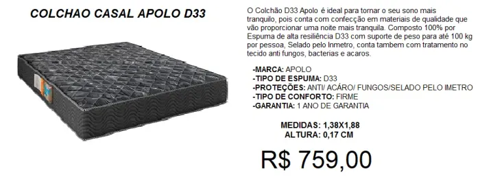 Colchão de espuma para casal a pronta entrega 