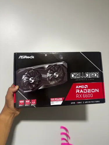 Placa de Vídeo ASRock Radeon RX 6600 8GB (Na Caixa + Nota Fiscal) - Impecável!
