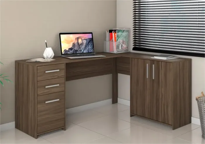 Mesa de Escritório Notavel NT2005, 2 portas e 3 Gavetas - Entrega Imediata;