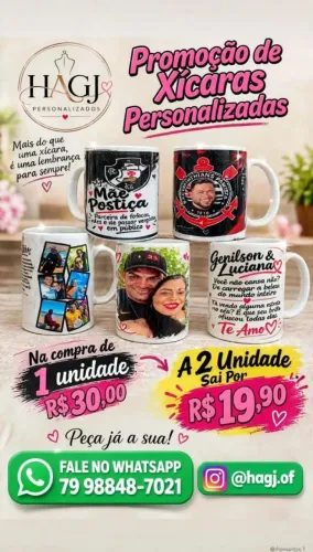 Xícara com sua foto