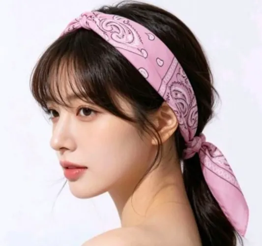 Bandanas E Faixas De Cabelo Na Cor Rosa Com Estampa Paisley