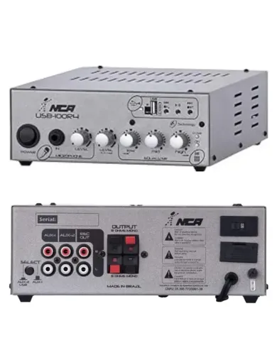 AMPLIFICADOR NCA MONO 8 OHMS COM ENTRADAS AUX E REC OUT IDEAL PARA SOM AMBIENTE