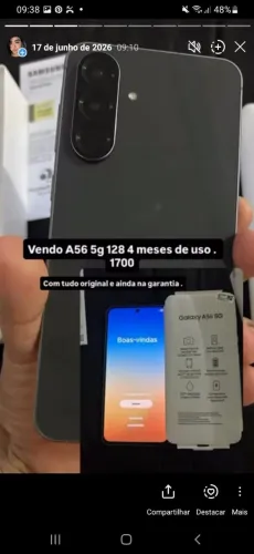 Celular Samsung A56, 128gb, 4 meses de uso, 1.700 reais