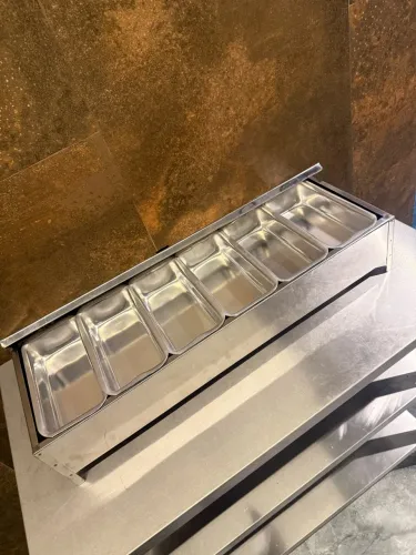 Condimentadora Inox 6 Cubas 750ml Aluminio